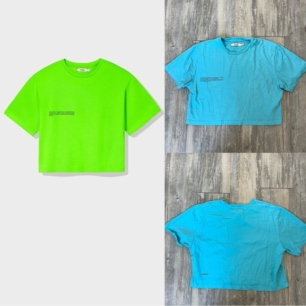 PANGAIA Organic Cotton Cropped T-Shirt in Peacock Blue